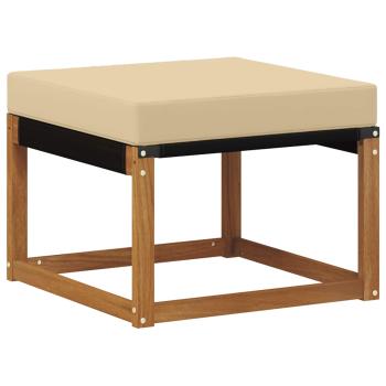 Outdoor-Fußhocker Massivholz Akazie und Textilene Stoff Natur