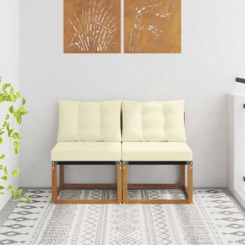 ARDEBO.de - 2 stk. Outdoor Mittelsofa Massivholz Akazie und Textilene Stoff