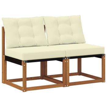 2 stk. Outdoor Mittelsofa Massivholz Akazie und Textilene Stoff