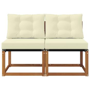 2 stk. Outdoor Mittelsofa Massivholz Akazie und Textilene Stoff