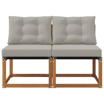 2 stk. Outdoor Mittelsofa Massivholz Akazie und Textilene Stoff