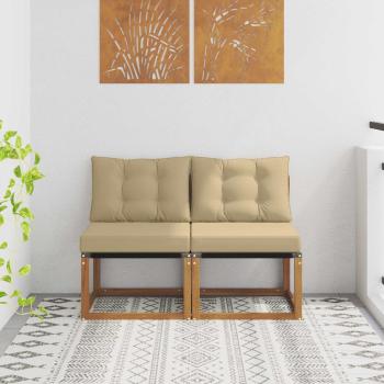 ARDEBO.de - 2 stk. Outdoor Mittelsofa Massivholz Akazie und Textilene Stoff