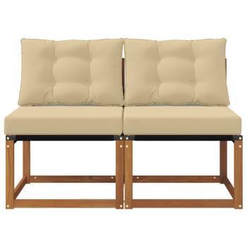 2 stk. Outdoor Mittelsofa Massivholz Akazie und Textilene Stoff