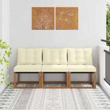 ARDEBO.de - 3 stk. Outdoor Mittelsofa Massivholz Akazie und Textilene Stoff