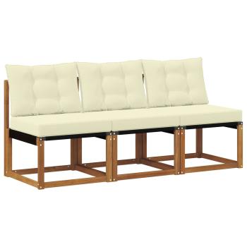 3 stk. Outdoor Mittelsofa Massivholz Akazie und Textilene Stoff