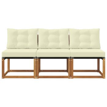 3 stk. Outdoor Mittelsofa Massivholz Akazie und Textilene Stoff