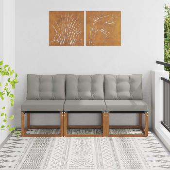 ARDEBO.de - 3 stk. Outdoor Mittelsofa Massivholz Akazie und Textilene Stoff