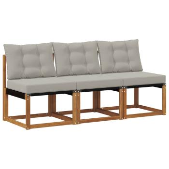 3 stk. Outdoor Mittelsofa Massivholz Akazie und Textilene Stoff