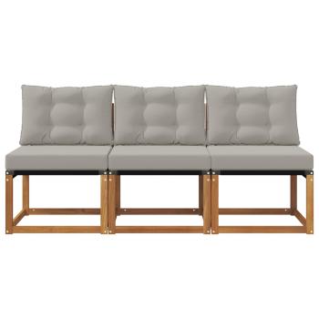 3 stk. Outdoor Mittelsofa Massivholz Akazie und Textilene Stoff