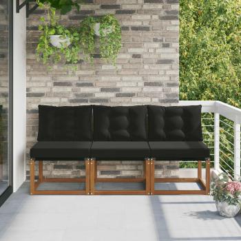 ARDEBO.de - 3 stk. Outdoor Mittelsofa Massivholz Akazie und Textilene Stoff