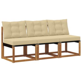 3 stk. Outdoor Mittelsofa Massivholz Akazie und Textilene Stoff