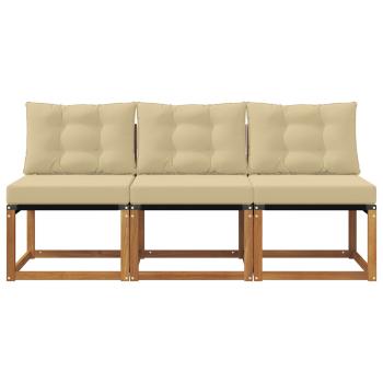 3 stk. Outdoor Mittelsofa Massivholz Akazie und Textilene Stoff