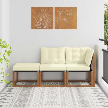 ARDEBO.de - 3 stk. Ecksofa-Einheiten für draußen Natur und Creme