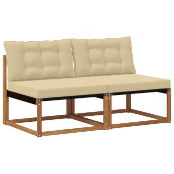 2 stk. Outdoor Mittelsofa Massivholz Akazie Natur