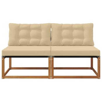 2 stk. Outdoor Mittelsofa Massivholz Akazie Natur