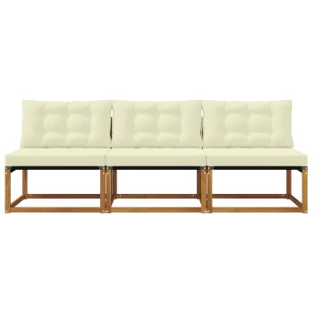 3 stk. Outdoor Mittelsofa Massivholz Akazie Natur