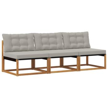 3 stk. Outdoor Mittelsofa Massivholz Akazie Natur