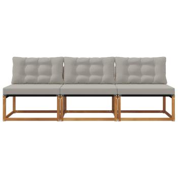 3 stk. Outdoor Mittelsofa Massivholz Akazie Natur