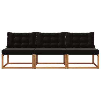 3 stk. Outdoor Mittelsofa Massivholz Akazie Natur