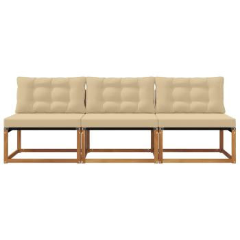 3 stk. Outdoor Mittelsofa Massivholz Akazie Natur