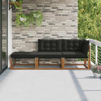 ARDEBO.de - 3 stk. Ecksofa-Einheiten für draußen Massivholz Akazie Natur