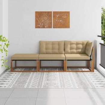 ARDEBO.de - 3 stk. Ecksofa-Einheiten für draußen Massivholz Akazie Natur