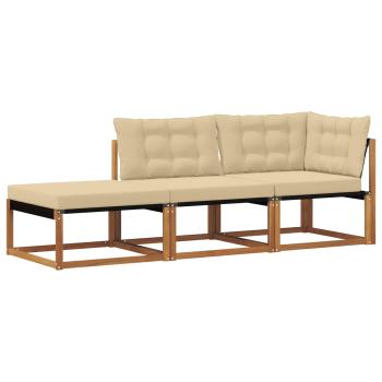 3 stk. Ecksofa-Einheiten für draußen Massivholz Akazie Natur