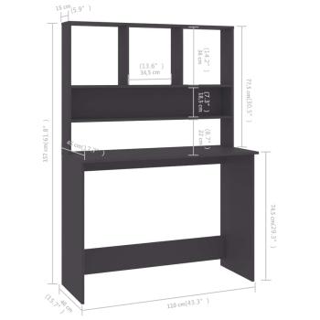 Schreibtisch mit Regalen Grau 110x45x157 cm Holzwerkstoff