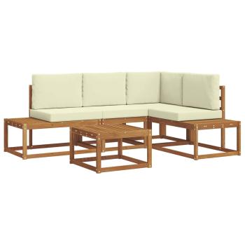 5 stk. Outdoor-Sofagarnitur Massives Akazienholz und Polyester