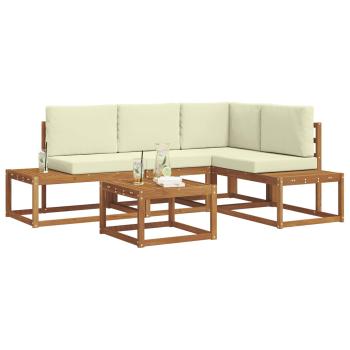 5 stk. Outdoor-Sofagarnitur Massives Akazienholz und Polyester