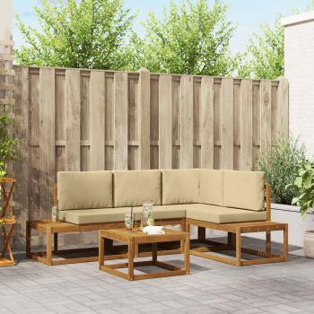 ARDEBO.de - 5 stk. Outdoor-Sofagarnitur Massives Akazienholz und Polyester