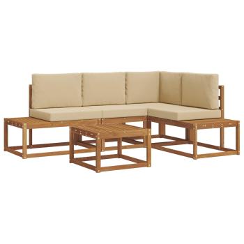 5 stk. Outdoor-Sofagarnitur Massives Akazienholz und Polyester
