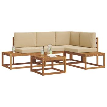 5 stk. Outdoor-Sofagarnitur Massives Akazienholz und Polyester
