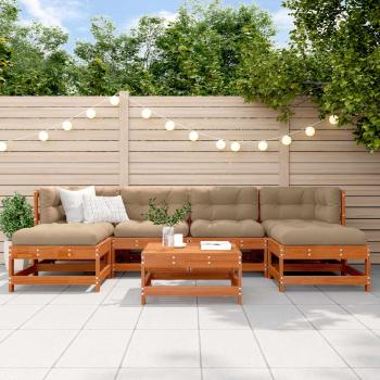 ARDEBO.de - Garten-Lounge-Set 7 stk. Wachsbraun Massives Kiefernholz