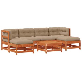 Garten-Lounge-Set 7 stk. Wachsbraun Massives Kiefernholz