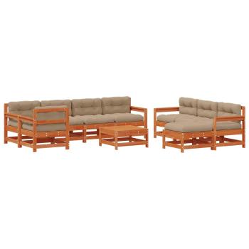 Garten-Lounge-Set 10 stk. Wachsbraun Massives Kiefernholz