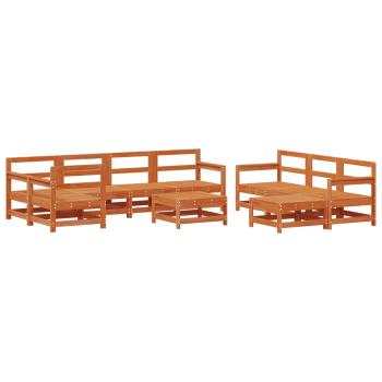Garten-Lounge-Set 10 stk. Wachsbraun Massives Kiefernholz