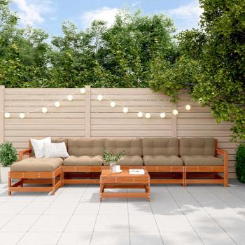 ARDEBO.de - Garten-Lounge-Set 7 stk. Wachsbraun Massives Kiefernholz