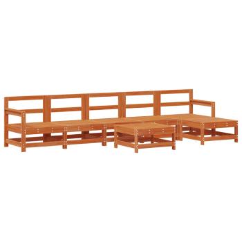 Garten-Lounge-Set 7 stk. Wachsbraun Massives Kiefernholz