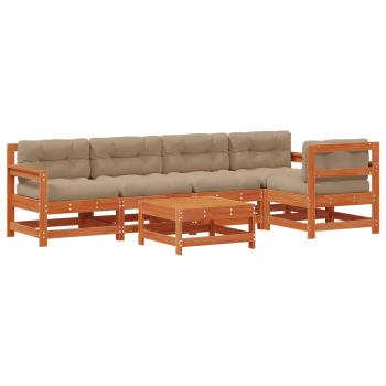 Garten-Lounge-Set 6 stk. Wachsbraun Massives Kiefernholz