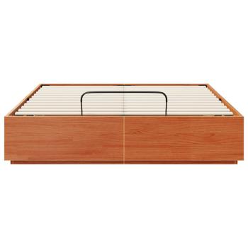 Ottoman-Bettgestell mit Stauraum Wachsbraun 140 x 200 cm