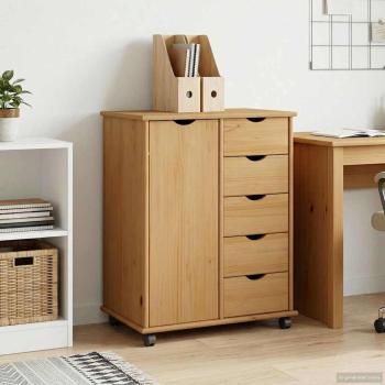 ARDEBO.de - Rollschrank 63,5 x 39 x 79 cm Massivholz Kiefer Honigbraun