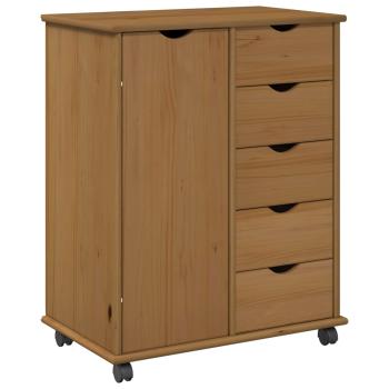 Rollschrank 63,5 x 39 x 79 cm Massivholz Kiefer Honigbraun