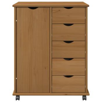 Rollschrank 63,5 x 39 x 79 cm Massivholz Kiefer Honigbraun
