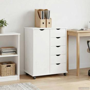 ARDEBO.de - Rollschrank 63,5 x 39 x 79 cm Massivholz Kiefer Weiß