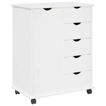 Rollschrank 63,5 x 39 x 79 cm Massivholz Kiefer Weiß