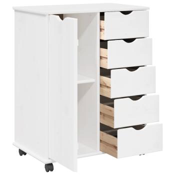 Rollschrank 63,5 x 39 x 79 cm Massivholz Kiefer Weiß