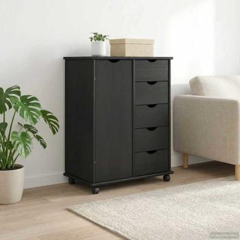 ARDEBO.de - Rollschrank 63,5 x 39 x 79 cm Massivholz Kiefer Grau