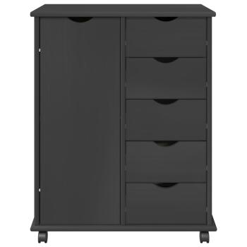 Rollschrank 63,5 x 39 x 79 cm Massivholz Kiefer Grau