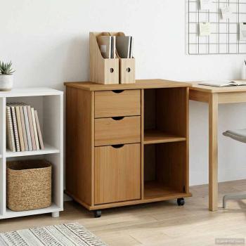 ARDEBO.de - Rollschrank 63,5 x 39 x 65,5 cm Massivholz Kiefer Honigbraun